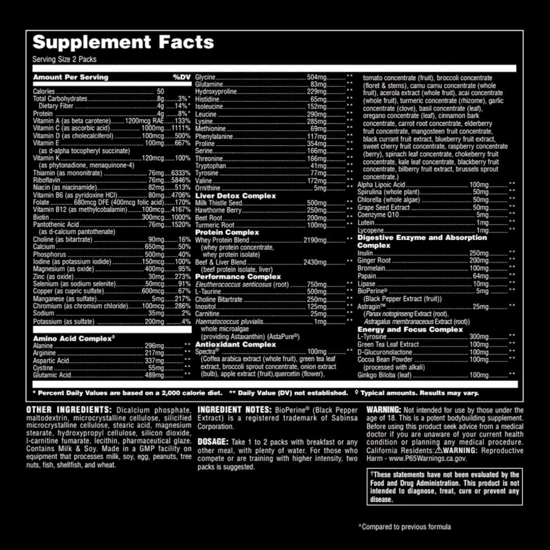 Animal Pak - Convenient All-in-One Vitamin Supplement Pack - Zinc, Vitamins C, B, D, Amino Acids and More - Sports Nutrition Performance Mulitvitamin for Women Men - Updated Version - 44 Count Animal Pak - Convenient All-in-One Vitamin Supplement Pack - Zinc, Vitamins C, B, D, Amino Acids and More - Sports Nutrition Performance Mulitvitamin for Women Men - Updated Version - 44 Count