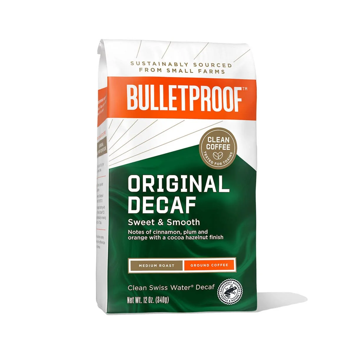 Bulletproof Original Medium Roast Ground Decaf Coffee, 12 Ounces, 100% Arabica Coffee Sourced from Guatemala, Colombia,  El Salvador