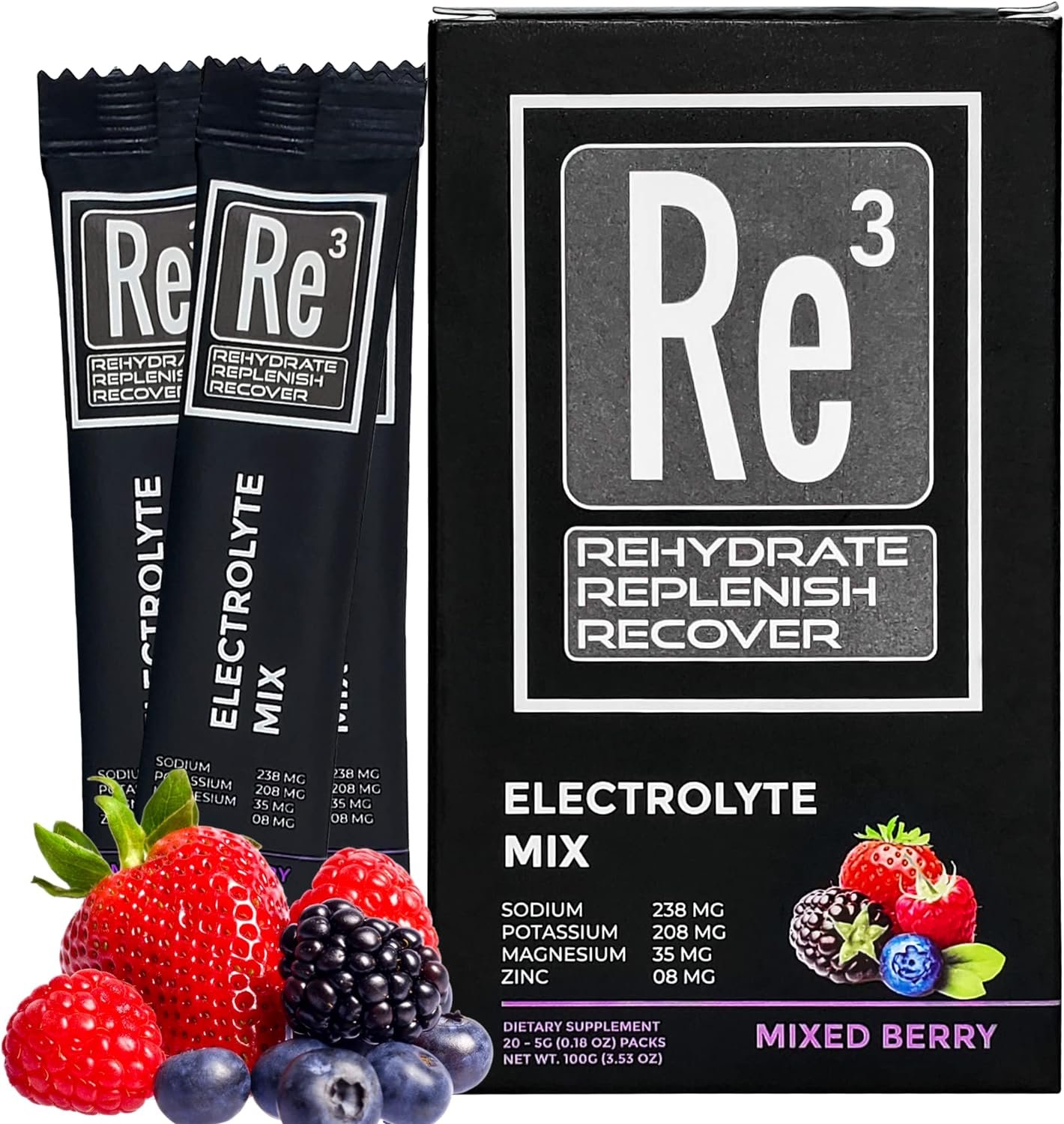 Electrolyte Powder Packets. No Sugar, 7 Cal, 1.4 Carbs. The Best Mix of Vitamins and Minerals (Mixed Berry)