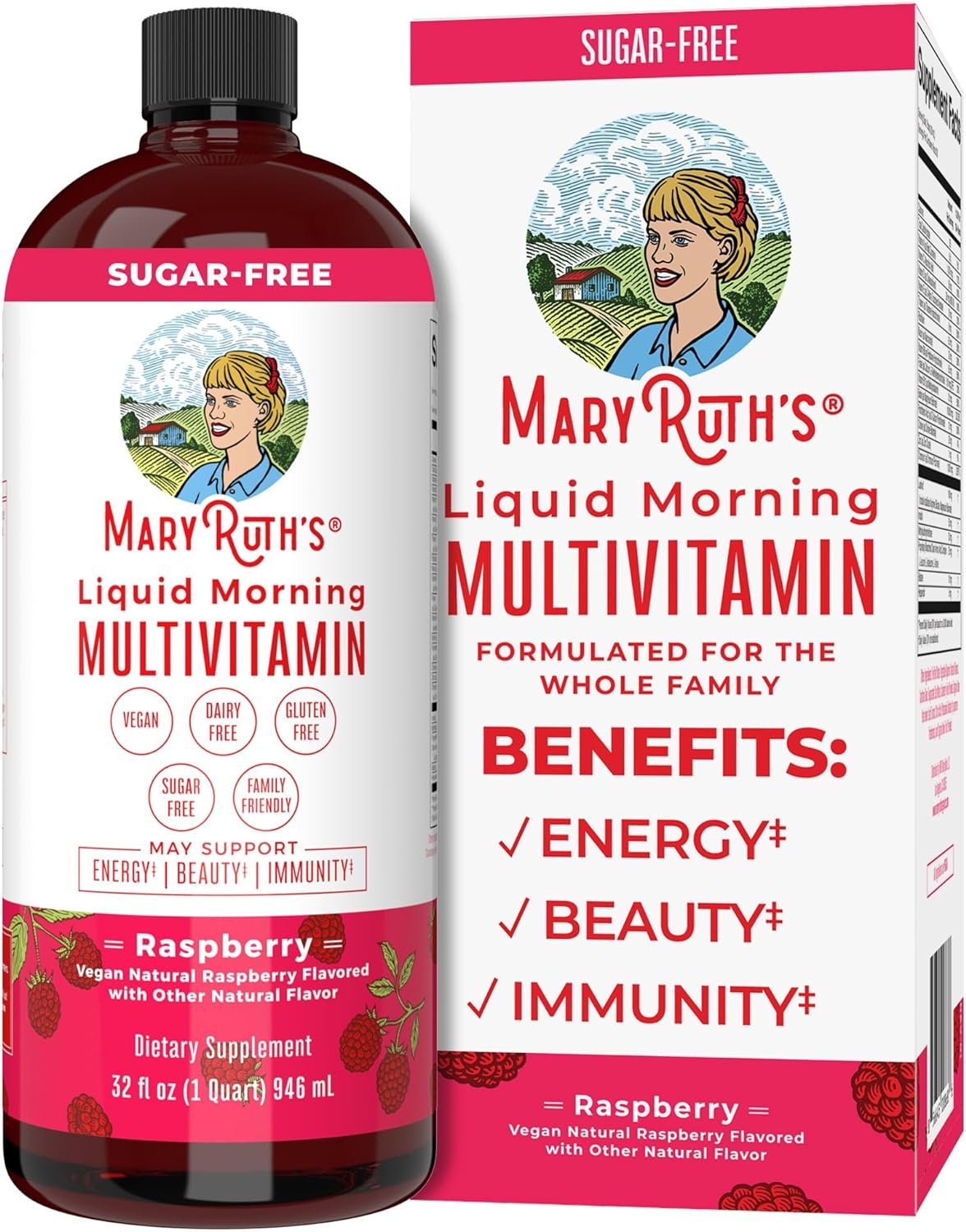 MaryRuth Organics Multivitamin Multimineral for Women Men  Kids | No Added Sugar | Vegan Liquid Vitamins for Adults  Kids | Mens, Womens Multivitamin | Energy  Beauty Booster | Non-GMO | 32 Fl Oz