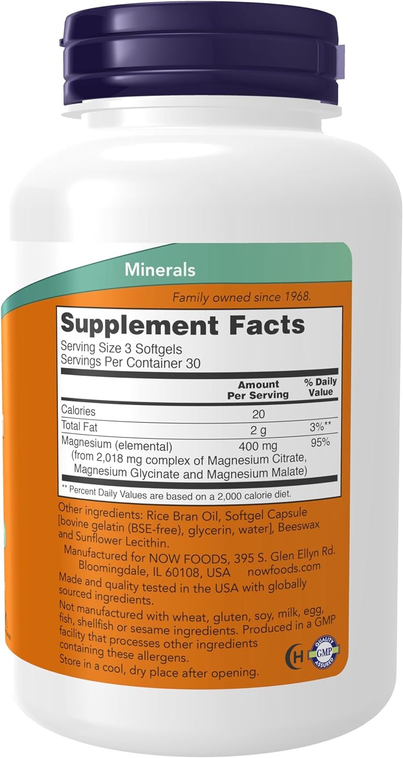 NOW Supplements, Magnesium Citrate, Enzyme Function*, Nervous System Support*, 120 Veg Capsules
