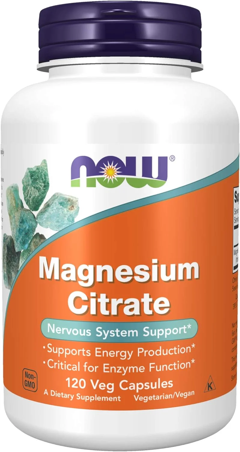 NOW Supplements, Magnesium Citrate, Enzyme Function*, Nervous System Support*, 120 Veg Capsules NOW Supplements, Magnesium Citrate, Enzyme Function*, Nervous System Support*, 120 Veg Capsules