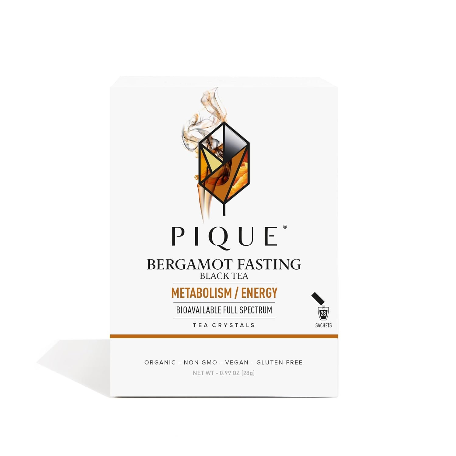 Pique Bergamot Black Tea Crystals - Support Healthy Digestion and Metabolism, High Caffeine Fasting Tea for Energy - 28 Single Serve Sticks (Pack of 1)