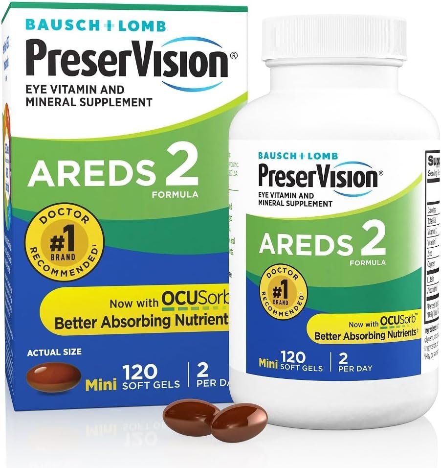PreserVision AREDS 2 Eye Vitamin  Mineral Supplement, Contains Lutein, Vitamin C, Zeaxanthin, Zinc  Vitamin E, 120 Softgels (Packaging May Vary) PreserVision AREDS 2 Eye Vitamin  Mineral Supplement, Contains Lutein, Vitamin C, Zeaxanthin, Zinc  Vitamin E, 120 Softgels (Packaging May Vary)