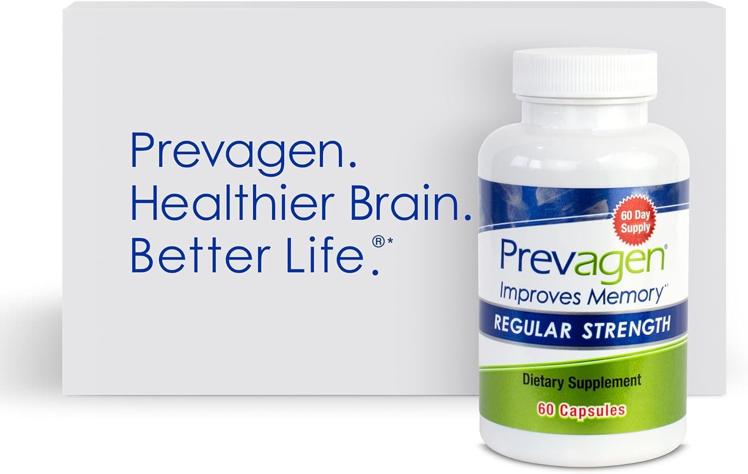 Prevagen Improves Memory - Regular Strength 10mg, 60 Capsules |1 Pack| with Apoaequorin  Vitamin D with Attractive and Stackable Prevagen Storage Box | Brain Supplement for Better Brain Health