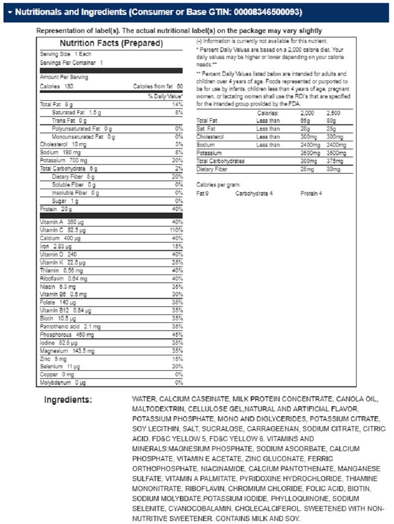 SlimFast Advanced Nutrition Vanilla Cream Meal Replacement Shake, 11 Fluid Ounce - 24 per case.
