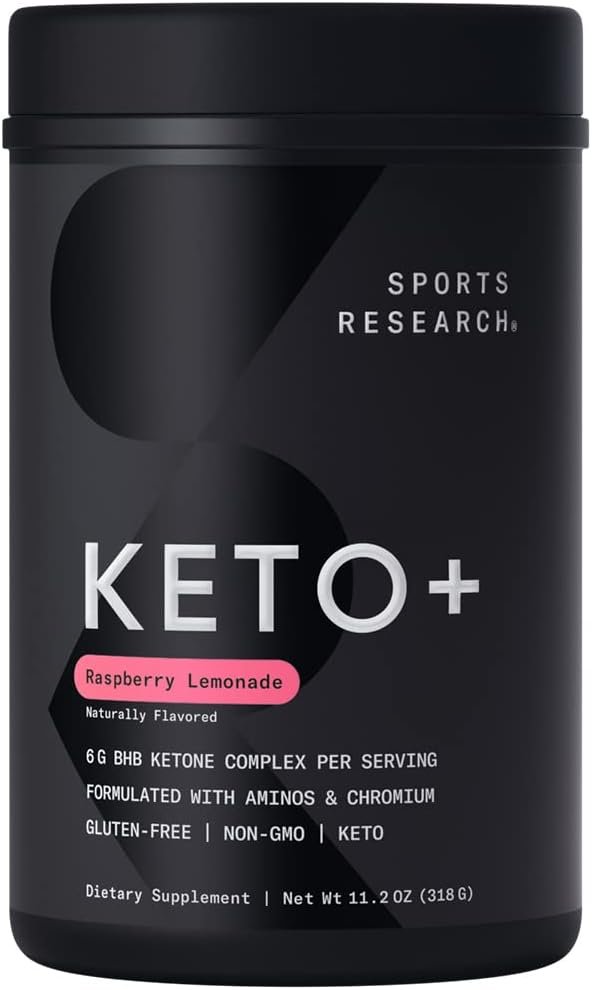 Sports Research Keto Plus Exogenous Ketones with goBHB - 30 Servings | Keto Electrolyte Powder for Hydration, Energy, Focus  Ketosis | Keto Certified, Vegan Friendly (Raspberry Lemonade)
