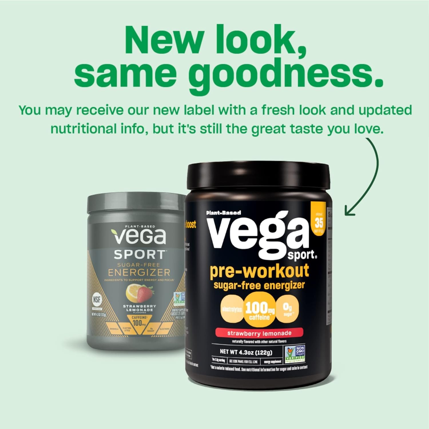 Vega Sport Pre-Workout Energizer, Strawberry Lemonade - Pre Workout Powder for Women  Men, Supports Energy and Focus, Electrolytes, Vegan, Keto, Gluten Free, Non GMO, 1.1 lbs