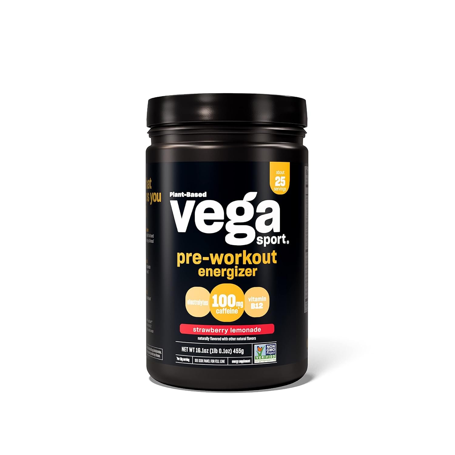Vega Sport Pre-Workout Energizer, Strawberry Lemonade - Pre Workout Powder for Women  Men, Supports Energy and Focus, Electrolytes, Vegan, Keto, Gluten Free, Non GMO, 1.1 lbs