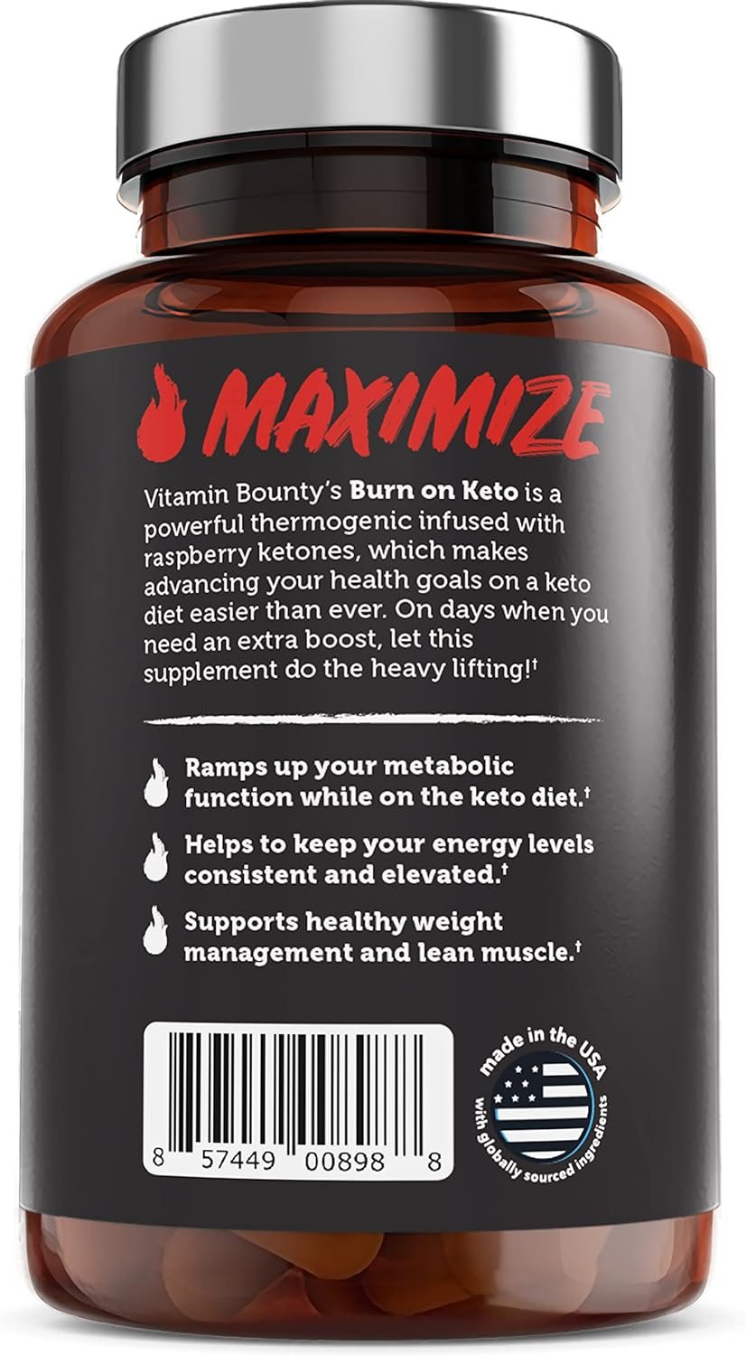 Vitamin Bounty Keto Multivitamin - Keto Vitamins, Keto Multivitamin Women and Men, Electrolytes with Vitamin C, Magnesium, Collagen, Potassium, MCT, Energy Support (Burn On Keto) 60 caps