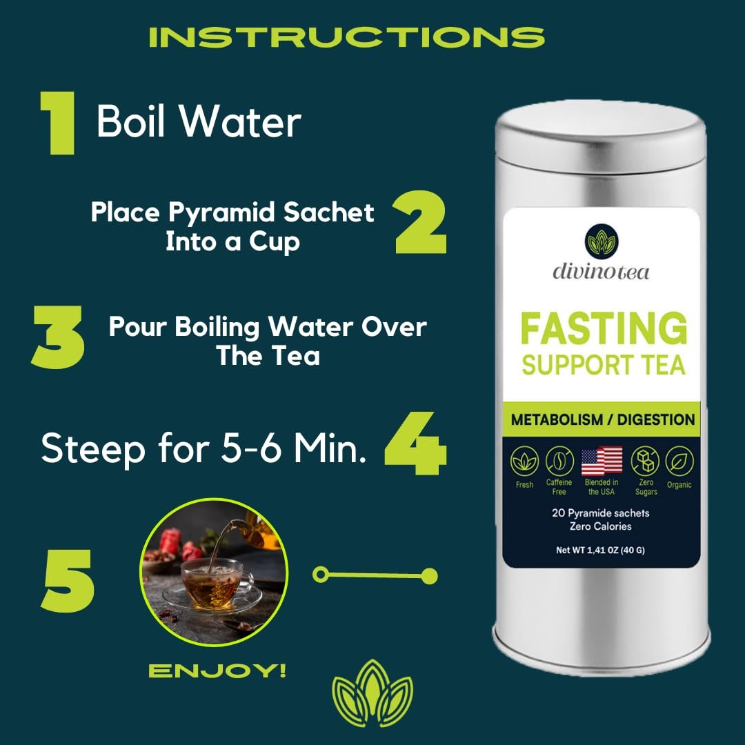 DivinoTea: Elevate Your Fasting Experience with our Herbal Infusion - Balanced, Soothing, and Nourishing Flavors to Enhance Intermittent Fasting. 20 Premium Teabags for a Safe Journey towards