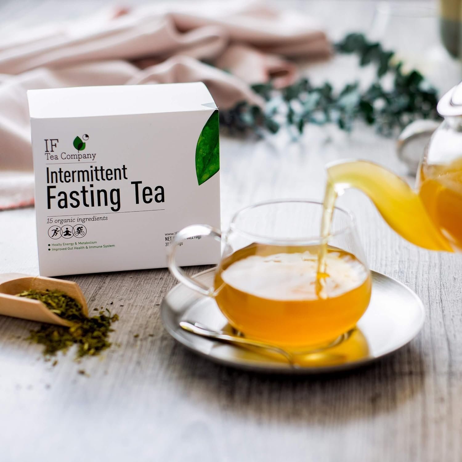 Intermittent Fasting Tea | 15 Organic Tea Ingredients Combined | Coffee Replacement | 30 Bags