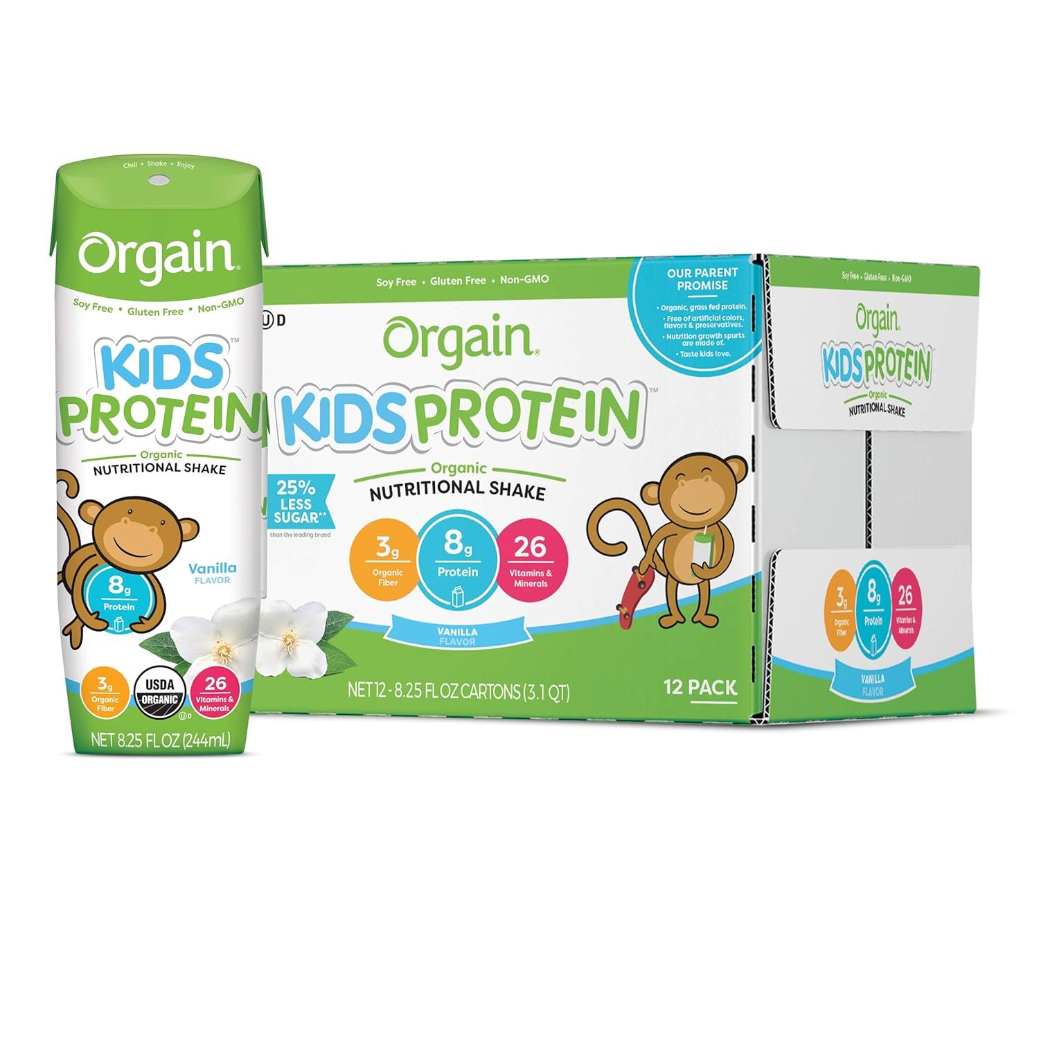 Orgain Clean Protein Shake and Orgain Organic Kids Nutritional Protein Shake (Pack of 12)