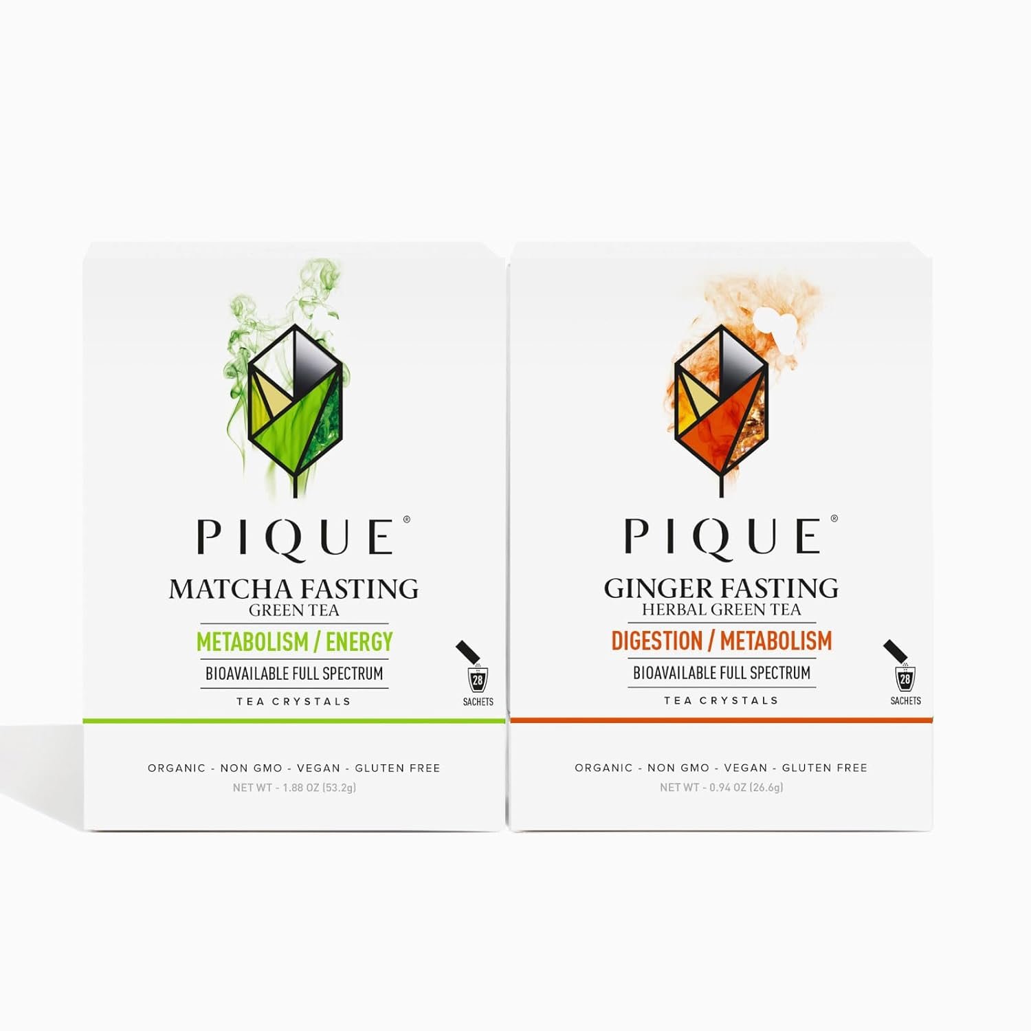 Pique Organic Fasting Green Tea Sampler - Digestive Support, Healthy Metabolism, Caffeinated Tea for Energy - 56 Single Serve Sticks (Pack of 2)