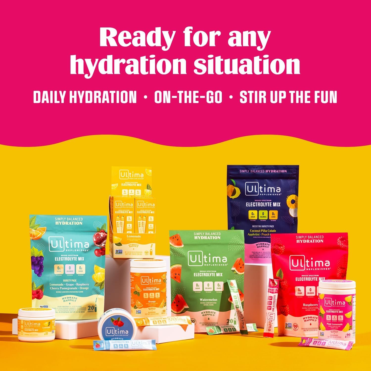 Ultima Replenisher Daily Electrolyte Drink Mix – Original Variety, 20 Stickpacks – Hydration Packets with 6 Electrolytes  Minerals – Keto Friendly, Vegan, Non- GMO  Sugar-Free Electrolyte Powder