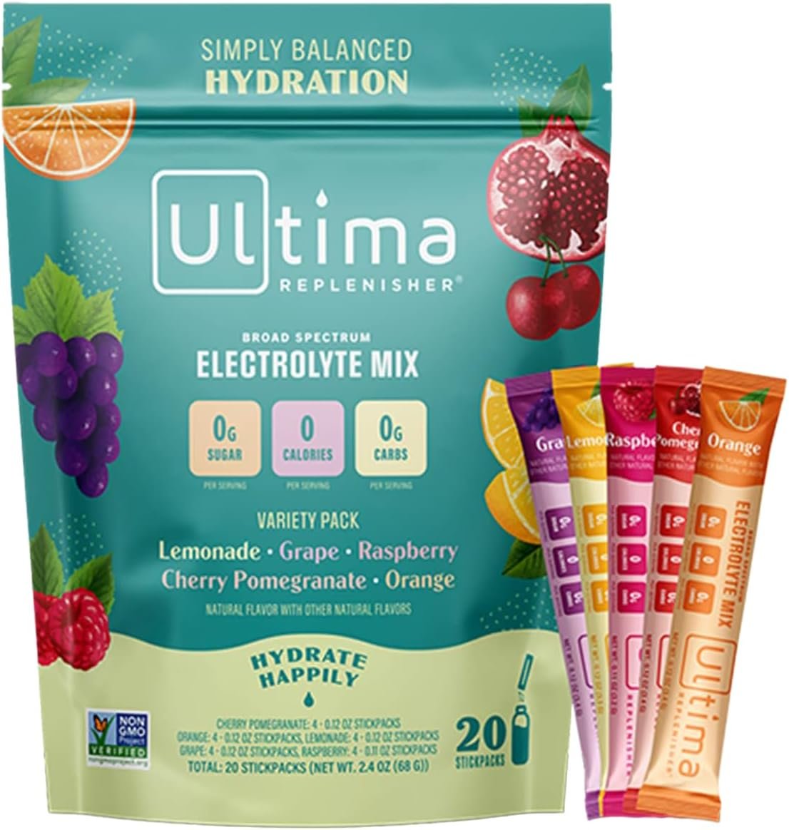 Ultima Replenisher Daily Electrolyte Drink Mix – Original Variety, 20 Stickpacks – Hydration Packets with 6 Electrolytes  Minerals – Keto Friendly, Vegan, Non- GMO  Sugar-Free Electrolyte Powder