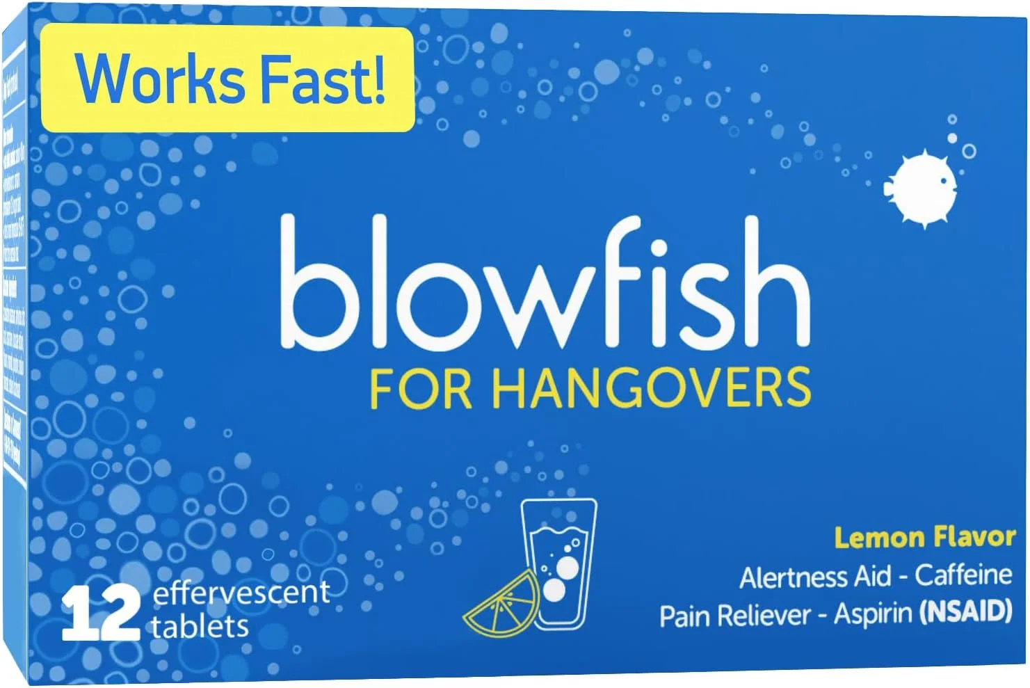 Blowfish for Hangovers – Best Hangover Remedy – FDA-Recognized Formulation – Guaranteed to Relieve Hangover Symptoms Fast (12 Tablets)
