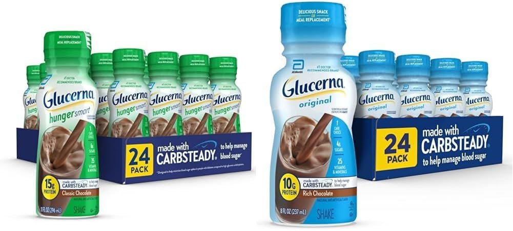 Glucerna Hunger Smart Shake  Nutritional Shake, Diabetic Drink to Support Blood Sugar Management, 10g Protein, 180 Calories, Rich Chocolate, 8-fl-oz Bottle, 24 Count