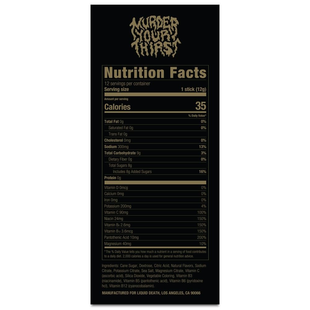 Liquid Death Electrolyte Death Dust - Hydration Powder Packets - 3 Flavors - 12-Stick Variety Pack - Mix 1 Stick with 12 oz Water