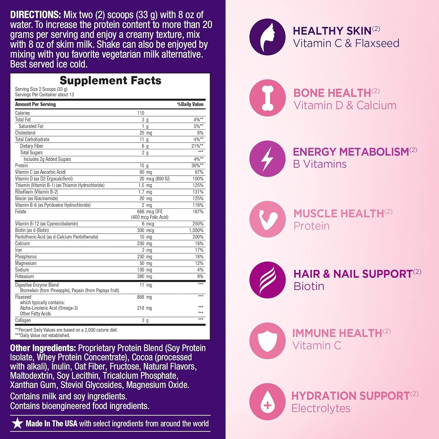 Natures Bounty Protein Vitamin Shake, Mix Vanilla 16 oz (Pack of 2)